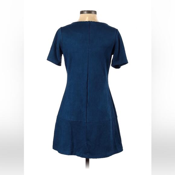 Paper Crane drop waist blue faux suede dress, size small - Picture 2 of 9